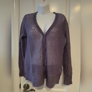 J.Jill  Purple Mohai- Blend Cardigan Sweater Size SP.